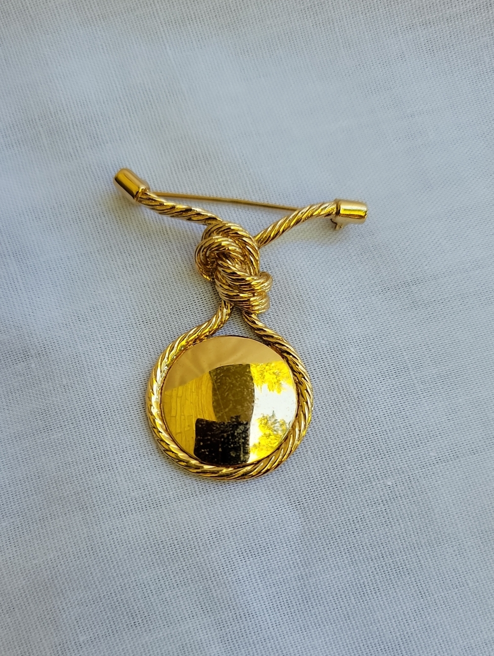 Monet Gold-Tone Knot and Mirror Disc Brooch